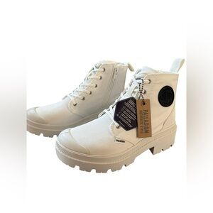 Palladium Pallabase Twill White Canvas Boots